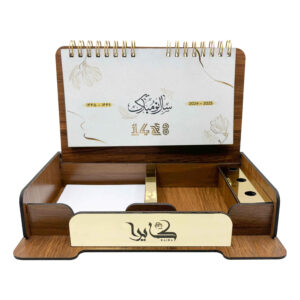 تقویم رومیزی فارسی چوبی ۱۴۰۳ با بخش یادداشت