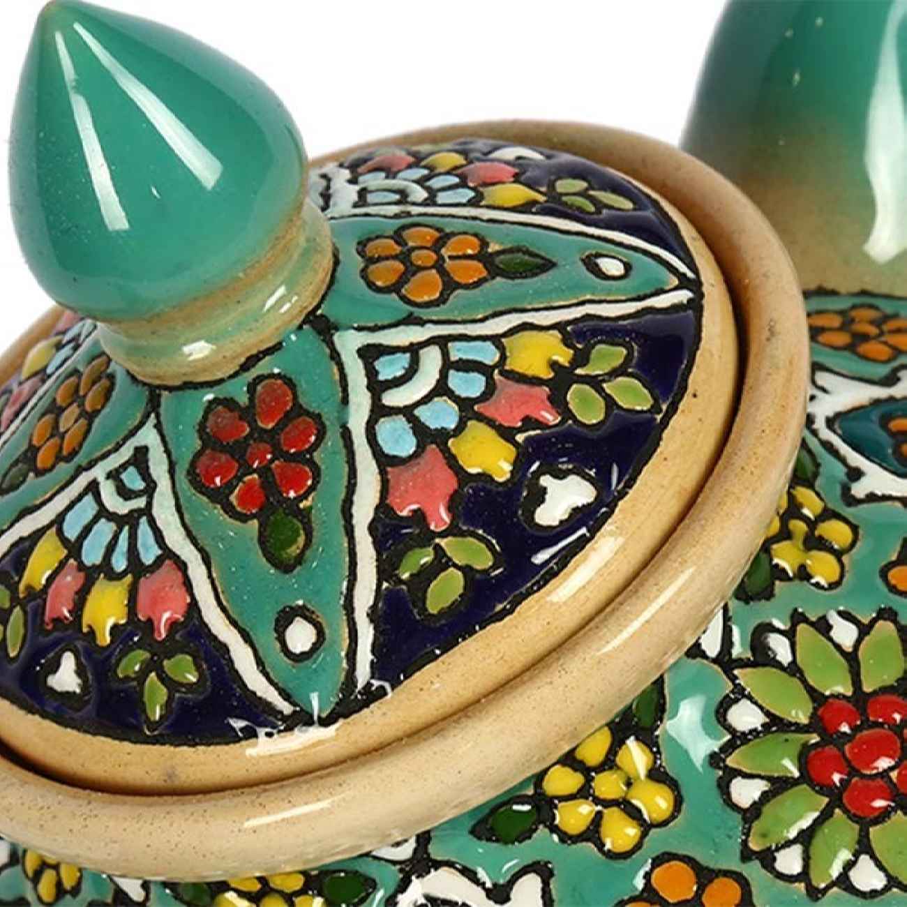 قوری سفالی تزئینی با تکنیک میناکاری