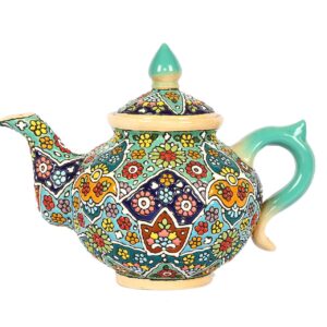 قوری سفالی تزئینی با تکنیک میناکاری