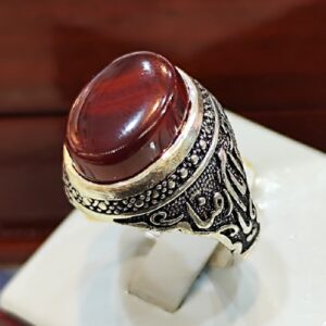 انگشتر نقره عقیق اسلامی مردانه طرح یا امام رضا (ع)