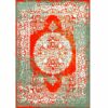 فرش دستباف تبریز طرح لچک و ترنج - ابریشم و پشم نارنجی