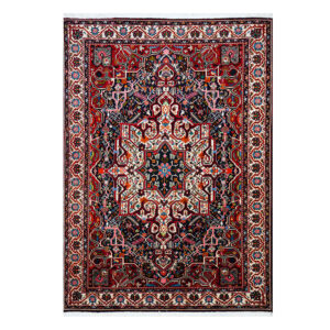 فرش دستباف هریس (بختیاری) طرح ترنج گلدار – پشم قرمز