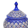 قندان مسی دست‌ساز ایرانی با درب - میناکاری آبی