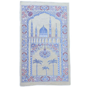 سجاده طرح دار اسلامی طرح مناره کرم و آبی