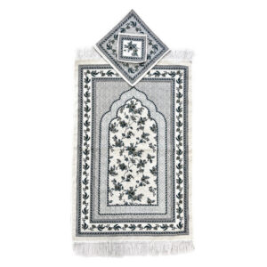 سجاده اسلامی طرح سجاده مخمل طرح گلدار خاکستری