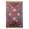 فرش دستباف یلمه (بختیاری) طرح لوزی هندسی - پشم قرمز