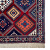 فرش دستباف یلمه (بختیاری) طرح لوزی هندسی - پشم قرمز