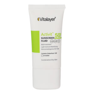 کرم ضد آفتاب فلوئید ویتالیِر بدون رنگ SPF50 مخصوص پوست مختلط و چرب