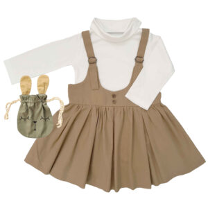 ست لباس دخترانه سرهمی Pinafore به همراه کیف طرح خرگوش کوچک