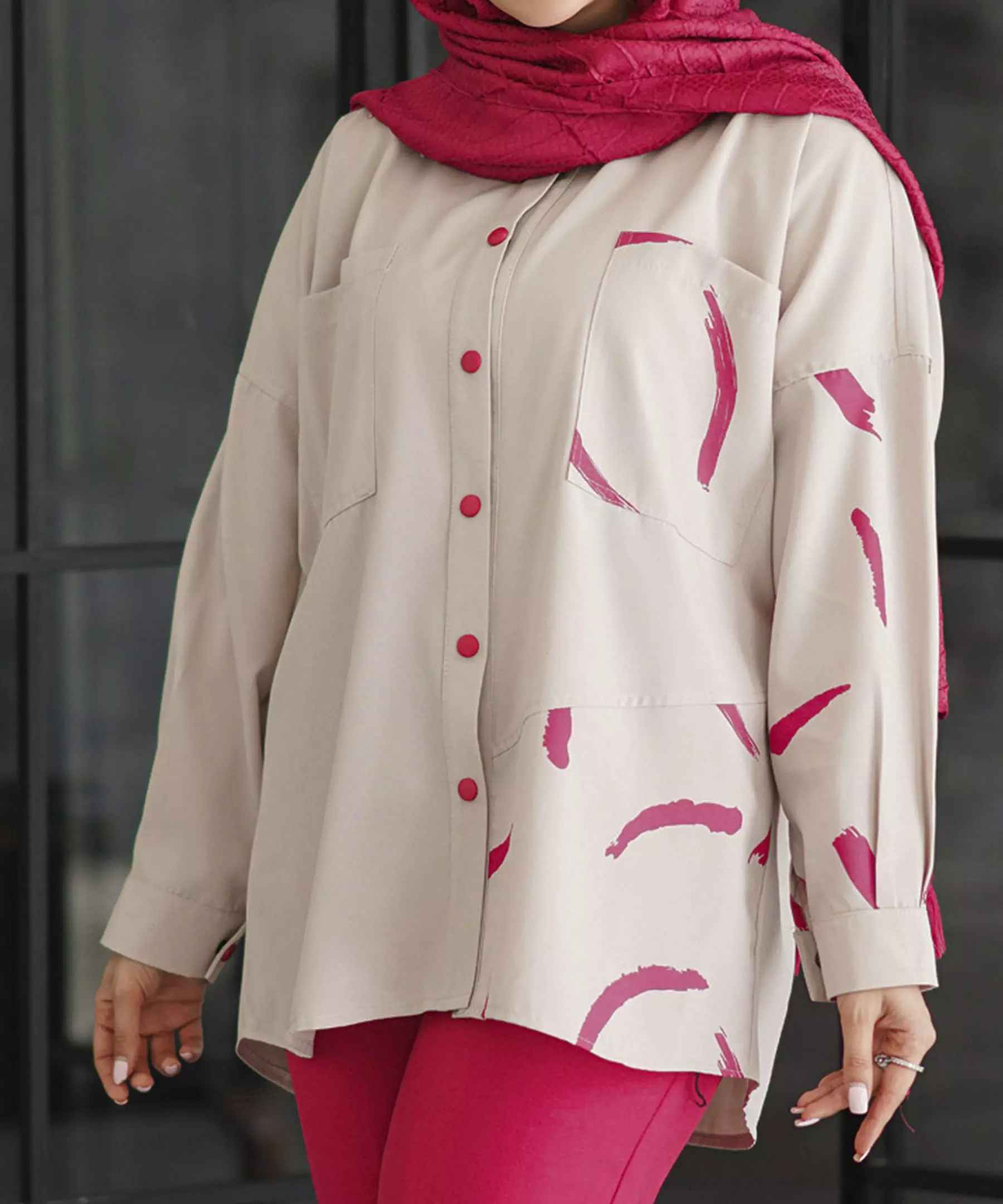 ست مانتو و شلوار زنانه با دو جیب روی سینه