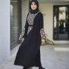 عبای مشکی زنانه با طرح گلدار مدل نورا