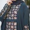 عبای مشکی زنانه با طرح گلدار مدل نورا