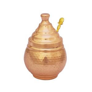 کوزه مسی دست‌ساز – ایده‌آل برای مرتب کردن آشپزخانه، چکش‌کاری شده با دسته