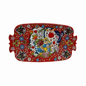 سینی سفالی تزئینی طرح انار میناکاری دست ساز
