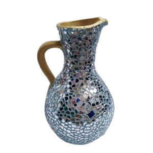 پارچ سفالی تزئینی دست ساز با طرح آینه کاری