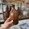 گلدان تزئینی غنچه ساخته شده از چوب طبیعی، دست ساز به رنگ قهوه ای تیره