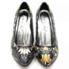 کفش پاشنه بلند چرمی زنانه مدل گل زمستانی