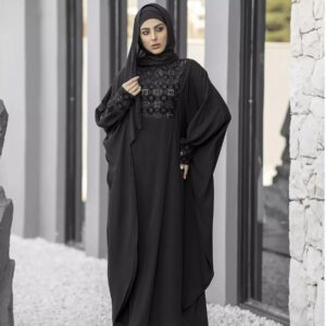 عبای پروانه‌ای گشاد برای زنان مسلمان – پارچه کرپ مشکی