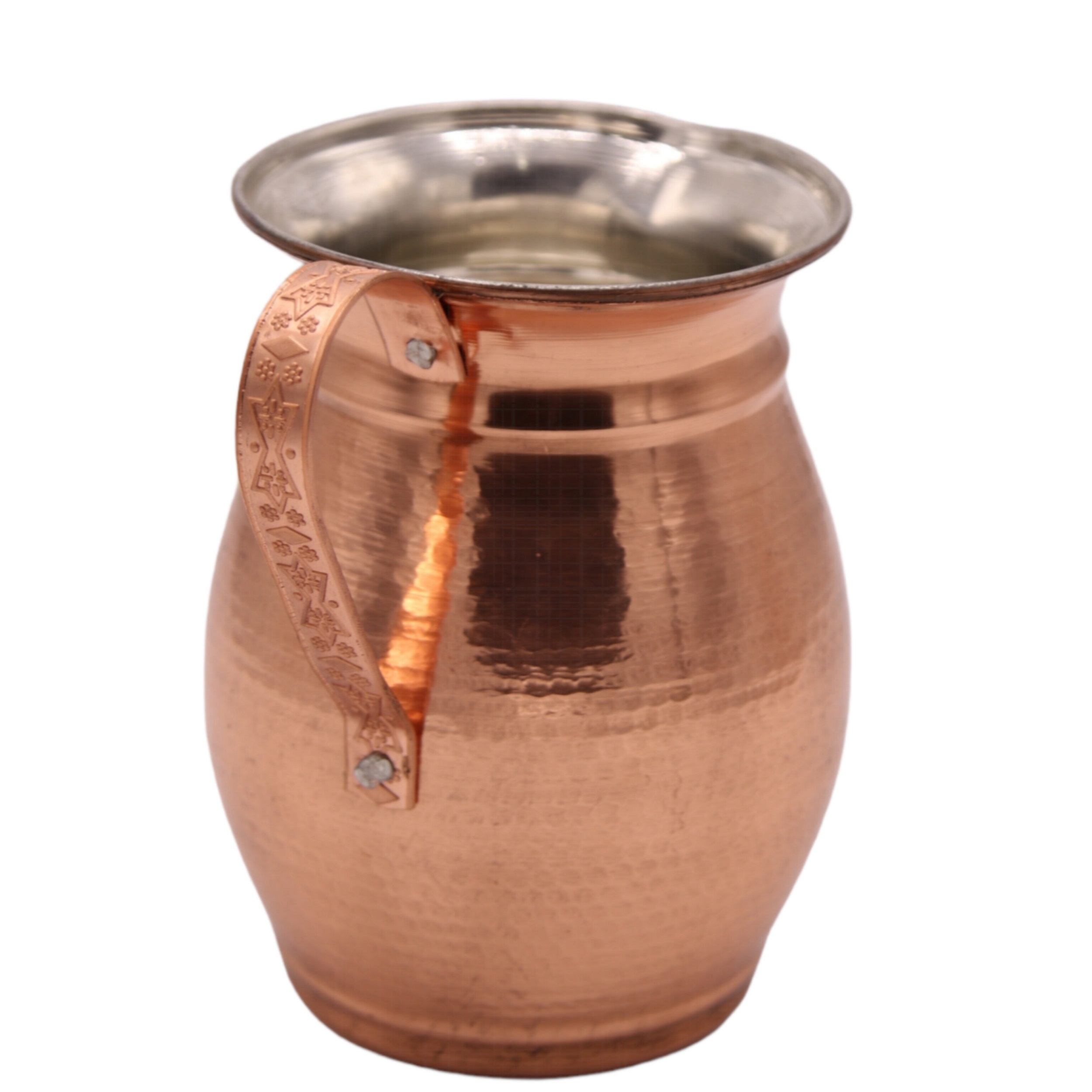 پارچ مسی ایرانی طرح مهر چکش کاری شده