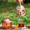 قندان مسی درب‌دار دست‌ساز ایرانی - طرح انار چکش‌کاری شده