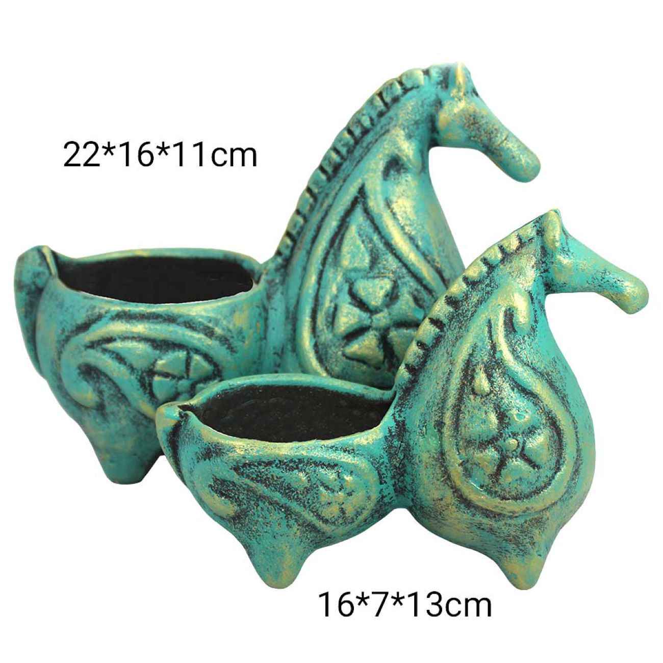 ست شمعدان سفالی دست ساز طرح اسب