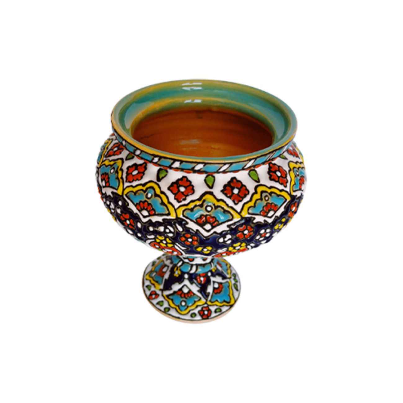 قندان سفالی دستساز ایرانی با درب – میناکاری