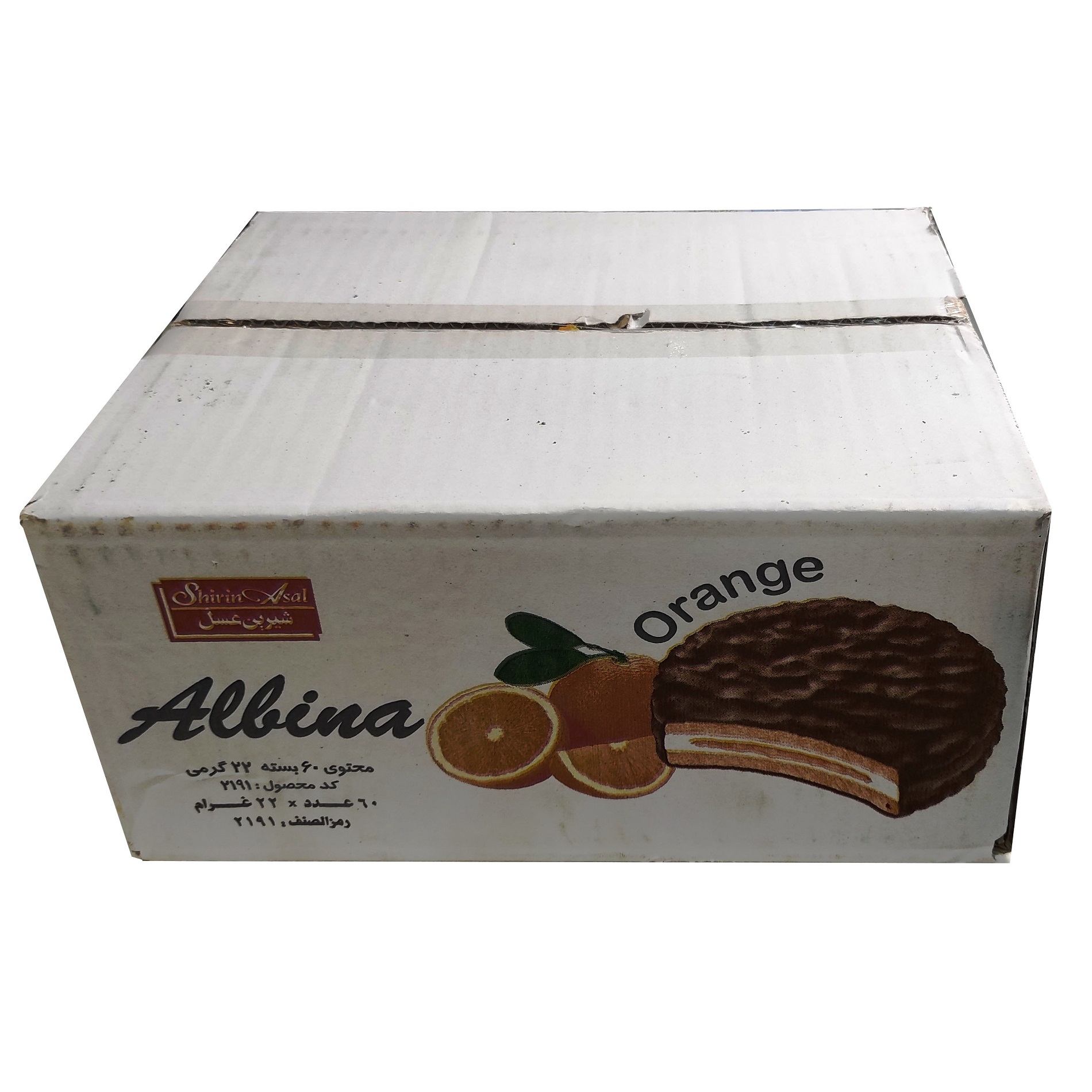 بیسکویت روکش شکلاتی شیرین عسل ایرانی با طعم پرتقال، 22 گرم (60 عدد)