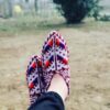 دمپایی قلاب‌بافی زنانه طرح سنتی دستباف آذربایجانی