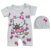 ست سرهمی و کلاه نوزادی آستین کوتاه مدل Hello Kitty
