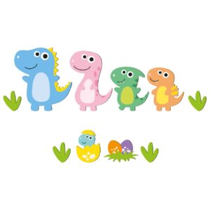 استیکر دیواری چوبی کودک با طرح دایناسور برای اتاق مهد کودک