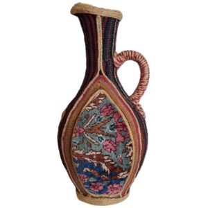 پارچ سفالی تزئینی مزین به گلیم اصیل ایرانی
