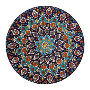 بشقاب سفالی تزئینی با ظرافت میناکاری ایرانی، دست ساز