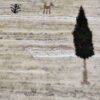 فرش گبه دست‌باف اصیل طرح درخت زندگی - طرح حیوانات، کرم، پشم