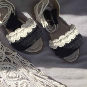 صندل‌های تخت Macrame Sling Back با طرح Boho دست‌ساز