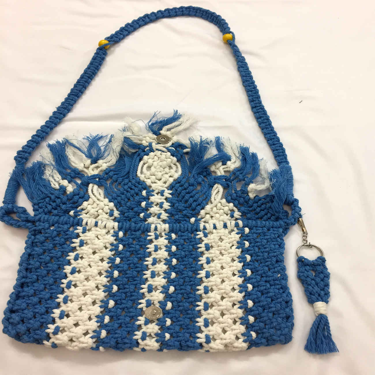 کیف دستی Macrame Sling برای زنان دستباف به رنگ سفید