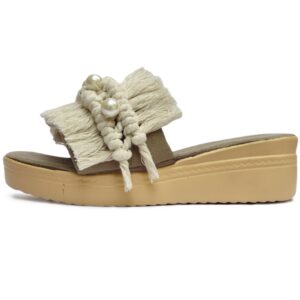 دمپایی زنانه مدل Macrame Wedge مدل Boho