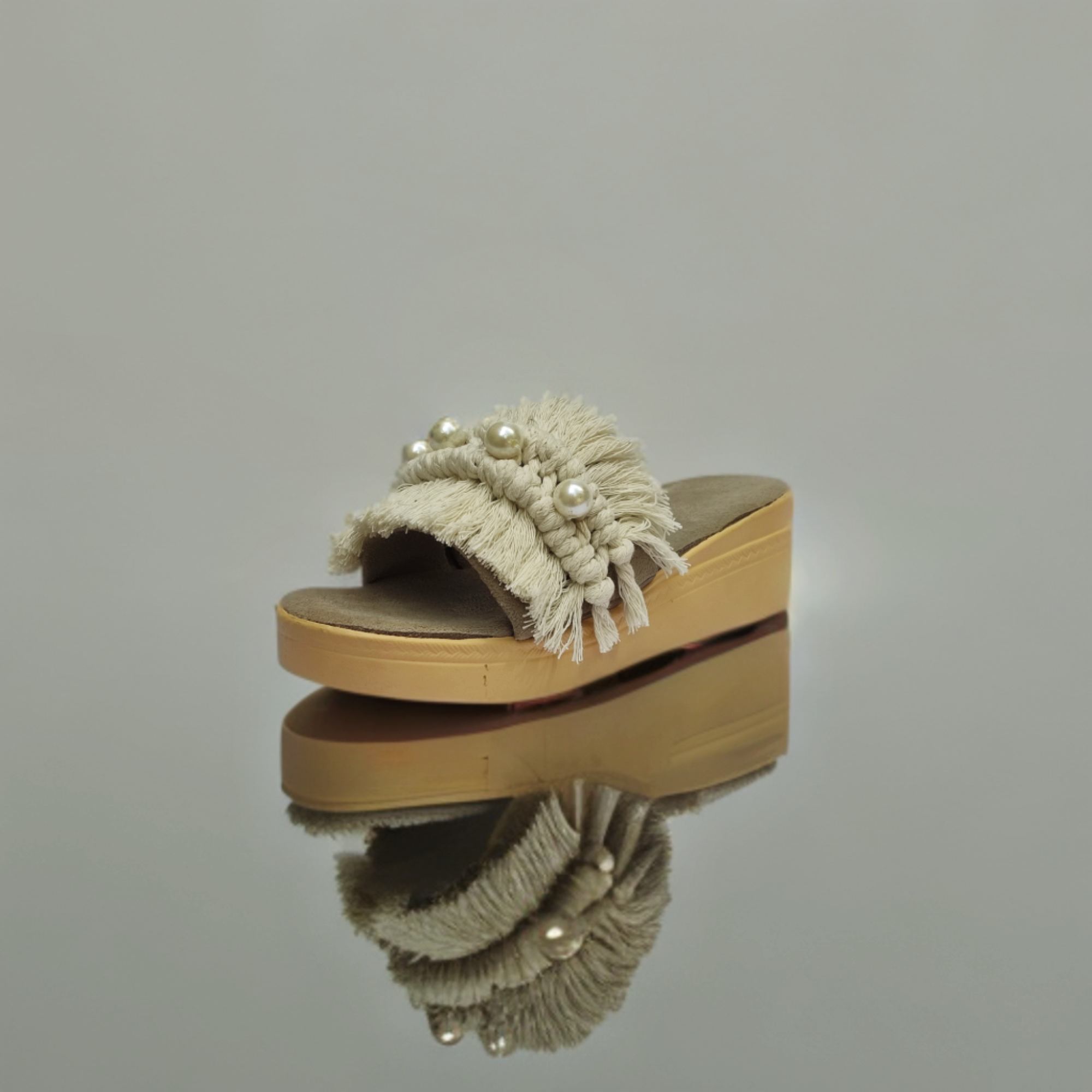 دمپایی زنانه مدل Macrame Wedge مدل Boho