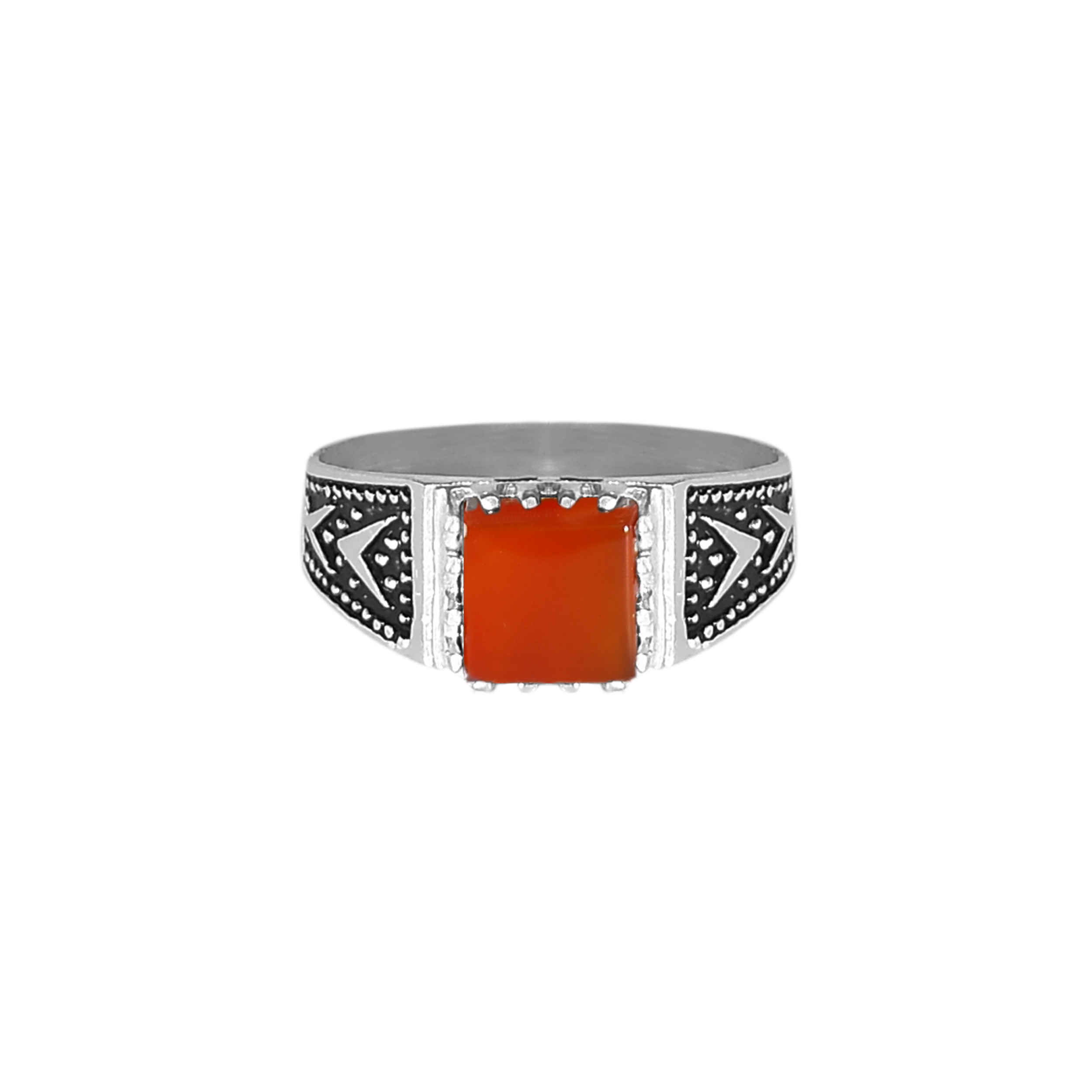 انگشتر نقره مردانه عقیق ایرانی مدل Elegance Red ANMS