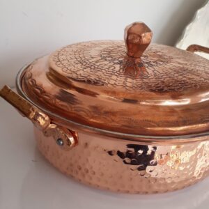 ماهیتابه مسی ایرانی – چکش کاری شده با درب (مدل آیدین)