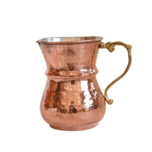 پارچ مسی ایرانی با دسته برنجی، چکش کاری شده و دست ساز
