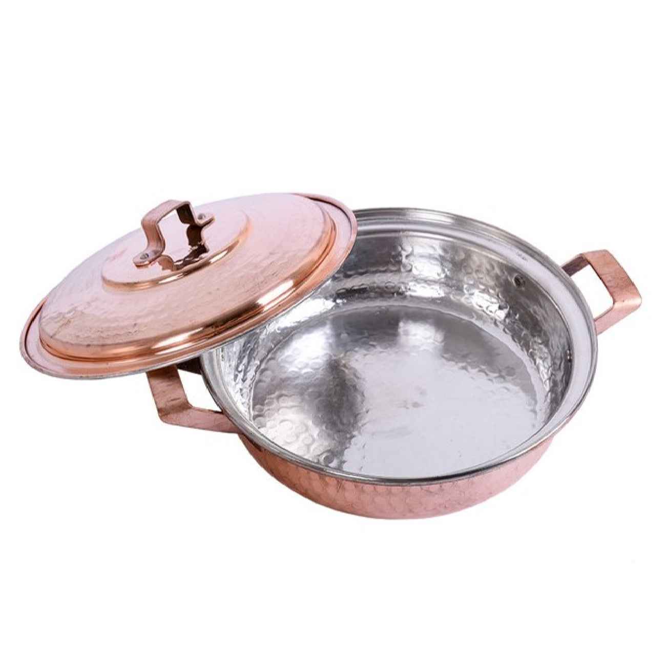 ماهیتابه مسی ایرانی – چکشی با درب (مدل نگار)