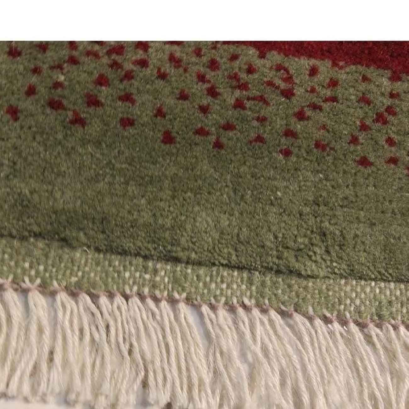 فرش گبه دست‌باف مینیمال – حاشیه و طرح حیوانات، رنگ سبز، پشم