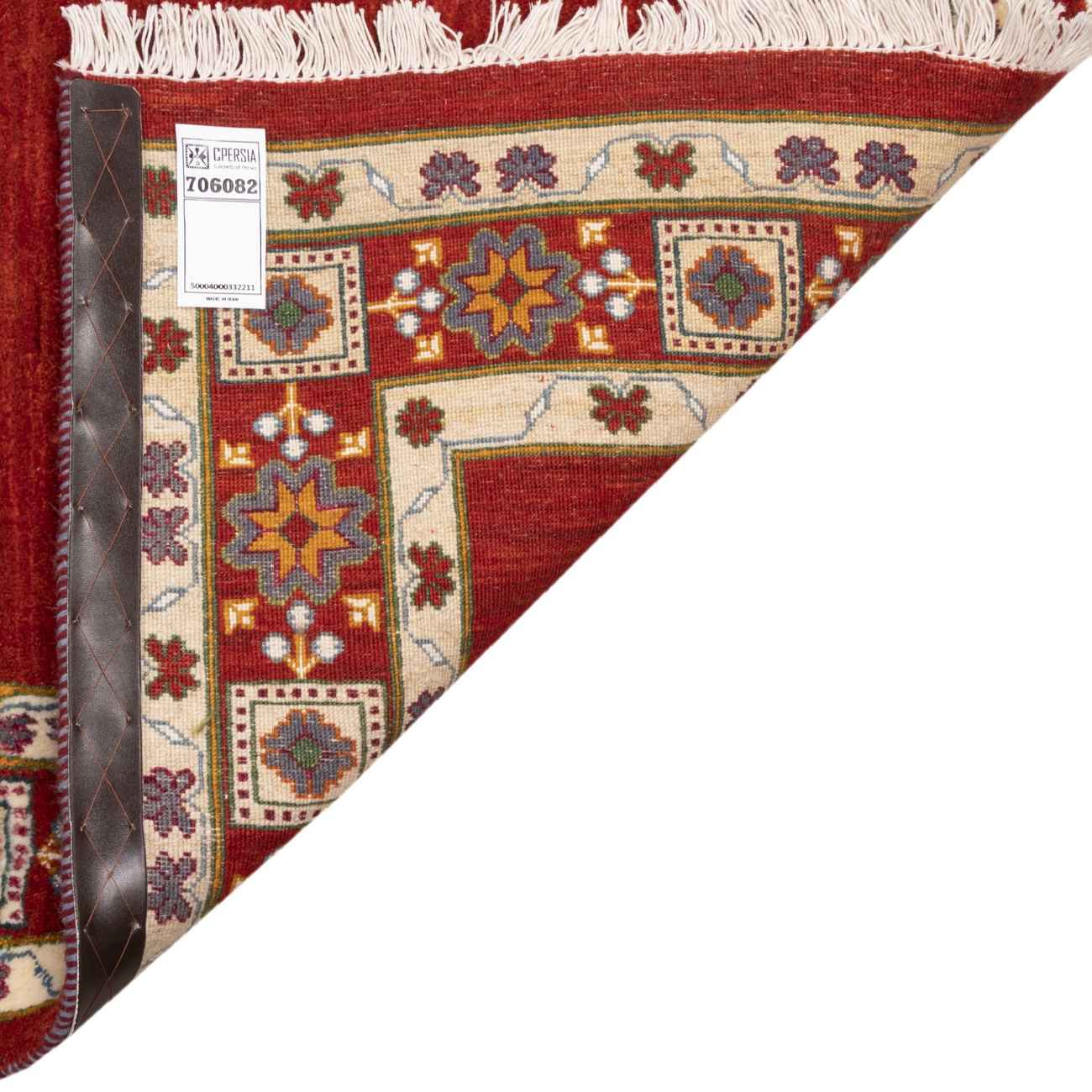فرش گبه دست‌باف مینیمال – حاشیه گل‌دار، رنگ قرمز، پشم طبیعی