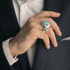 انگشتر نقره مردانه فیروزه نیشابوری دست ساز AM_4807
