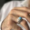 انگشتر نقره مردانه فیروزه نیشابوری مدل اسپایدر