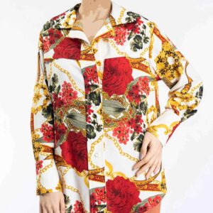 تاپ تونیک زنانه طرح گلدار به سبک ایرانی