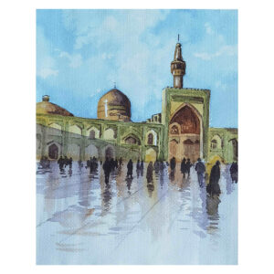 نقاشی رئالیسم اصیل – آبرنگ روی مقوا، حرم امام رضا (ع)