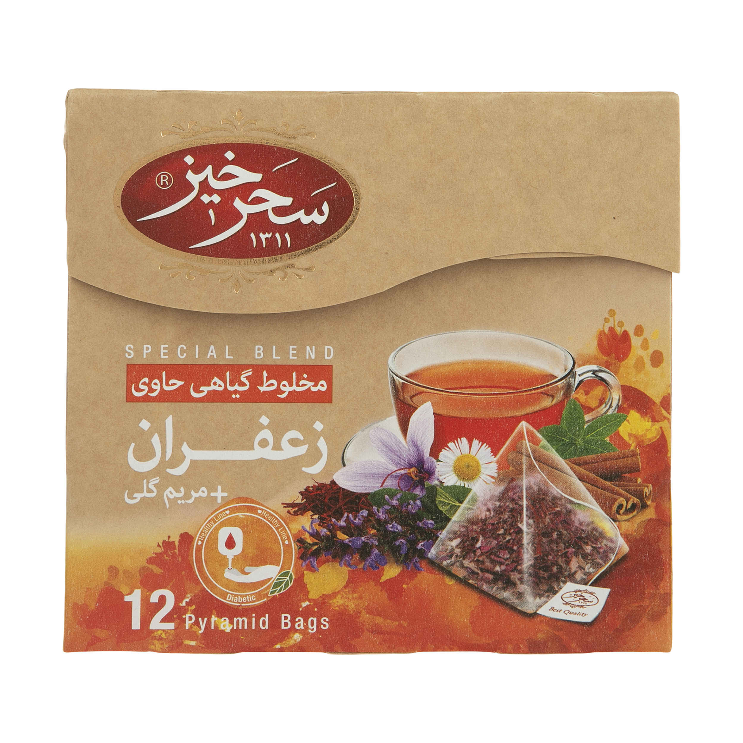 دمنوش گیاهی سحرخیز: زعفران و مریم گلی (۵ بسته)