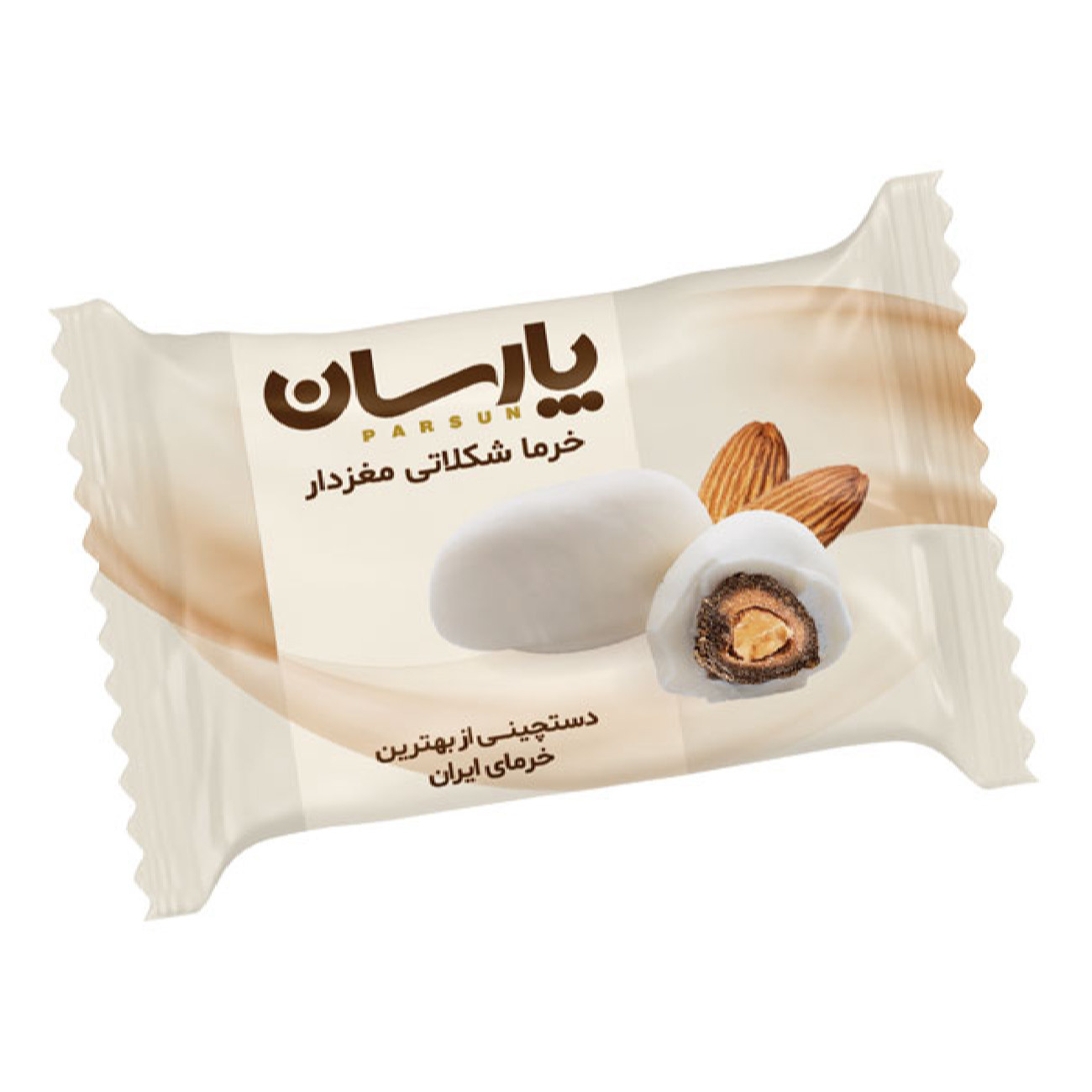 خرما با روکش شکلات سفید و بادام، ۳۰۰ گرم (۲ عدد)
