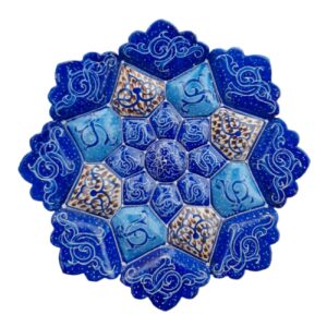 بشقاب مسی تزئینی با میناکاری ایرانی